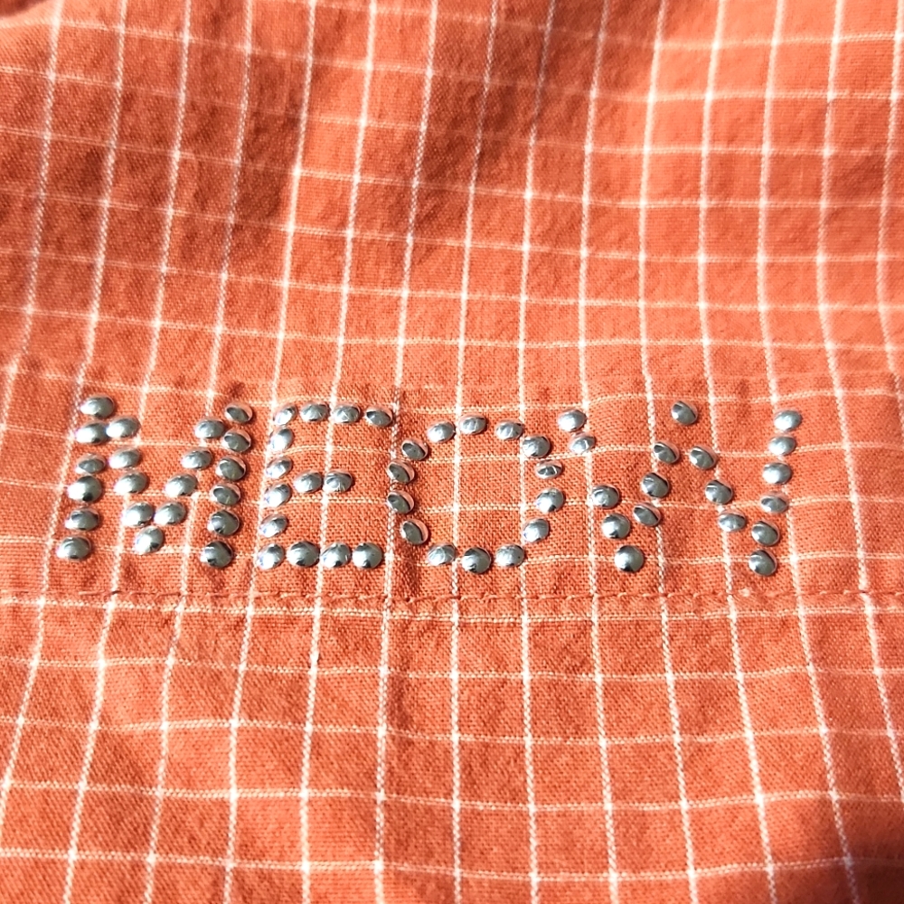 Vintage Bobbie Brooks Orange Gingham Cat Lady Button Up Shirt 26W/28W - Picture 14 of 16